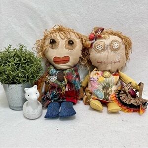 Handcrafted Upcycled Companion Dolls slow stitch buttons, laces & brocade Gifts